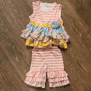 Striped Pink and Yellow Kids Matching Set